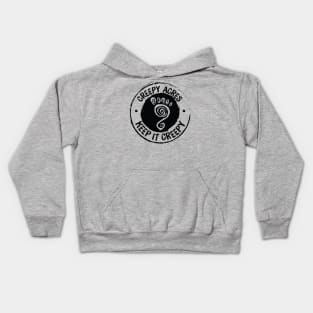 Creepy Acres foot logo (non distressed in black) Kids Hoodie